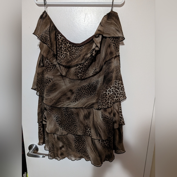 PLUS SIZE 2X waterfall layered dress animal print - Picture 5 of 8